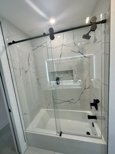 Marble Tub/Shower Combo - GPS Remodeling bathroom project in Boca Raton