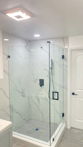 Corner Glass Enclosure - GPS Remodeling bathroom project in Boca Raton
